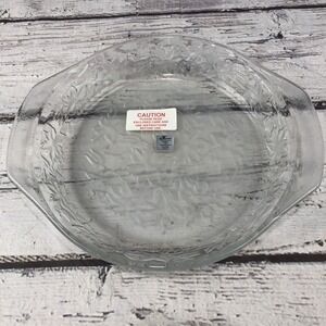 Princess House Fantasia Crystal Pie Tart Frosted Glass Dish Plate 9" dia # 539
